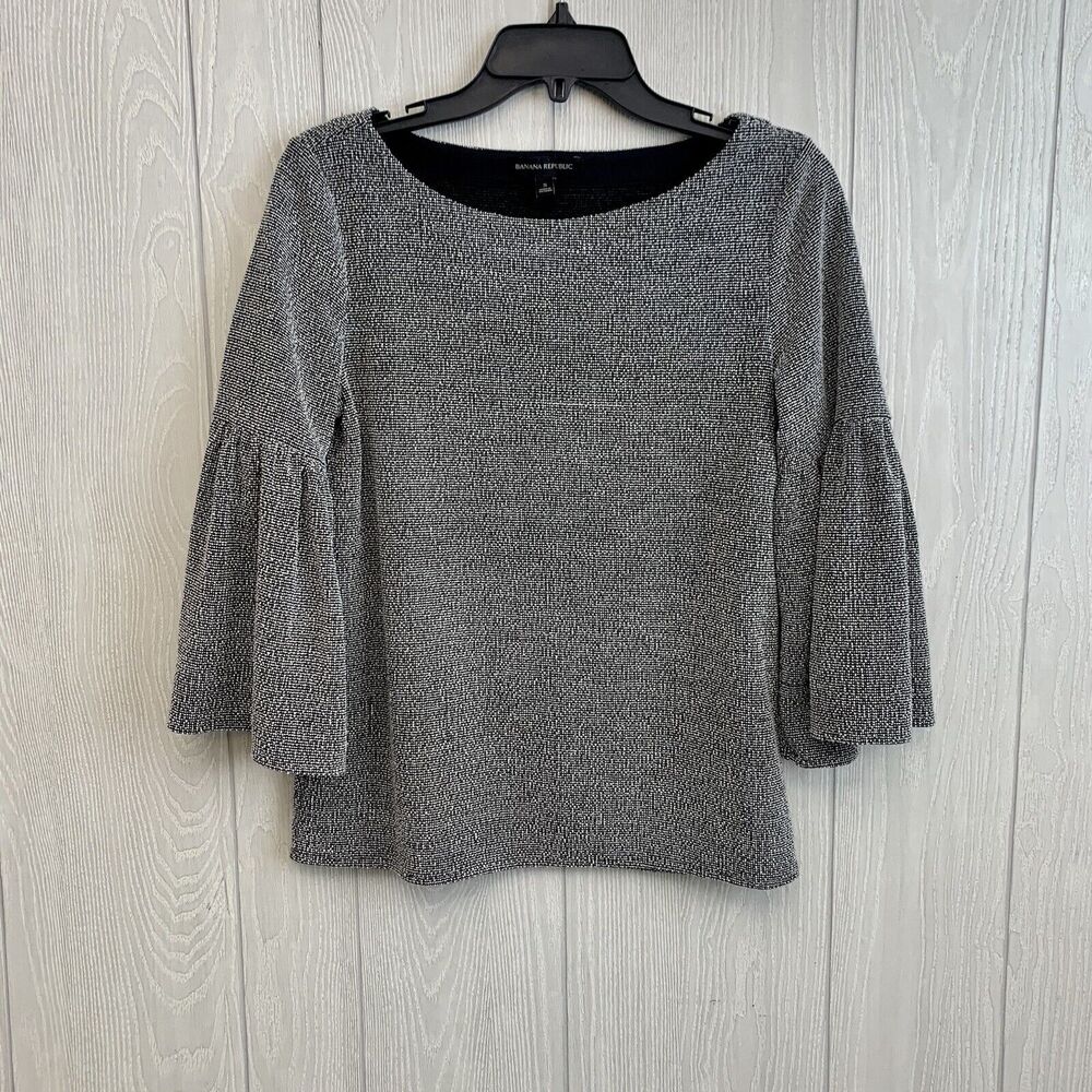 Banana Republic Black White Bell Sleeve Top Size Small